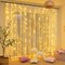 Perfect Holiday 300 LED Curtain String Lights Plug In - 8 Light Modes - Remote Control Included